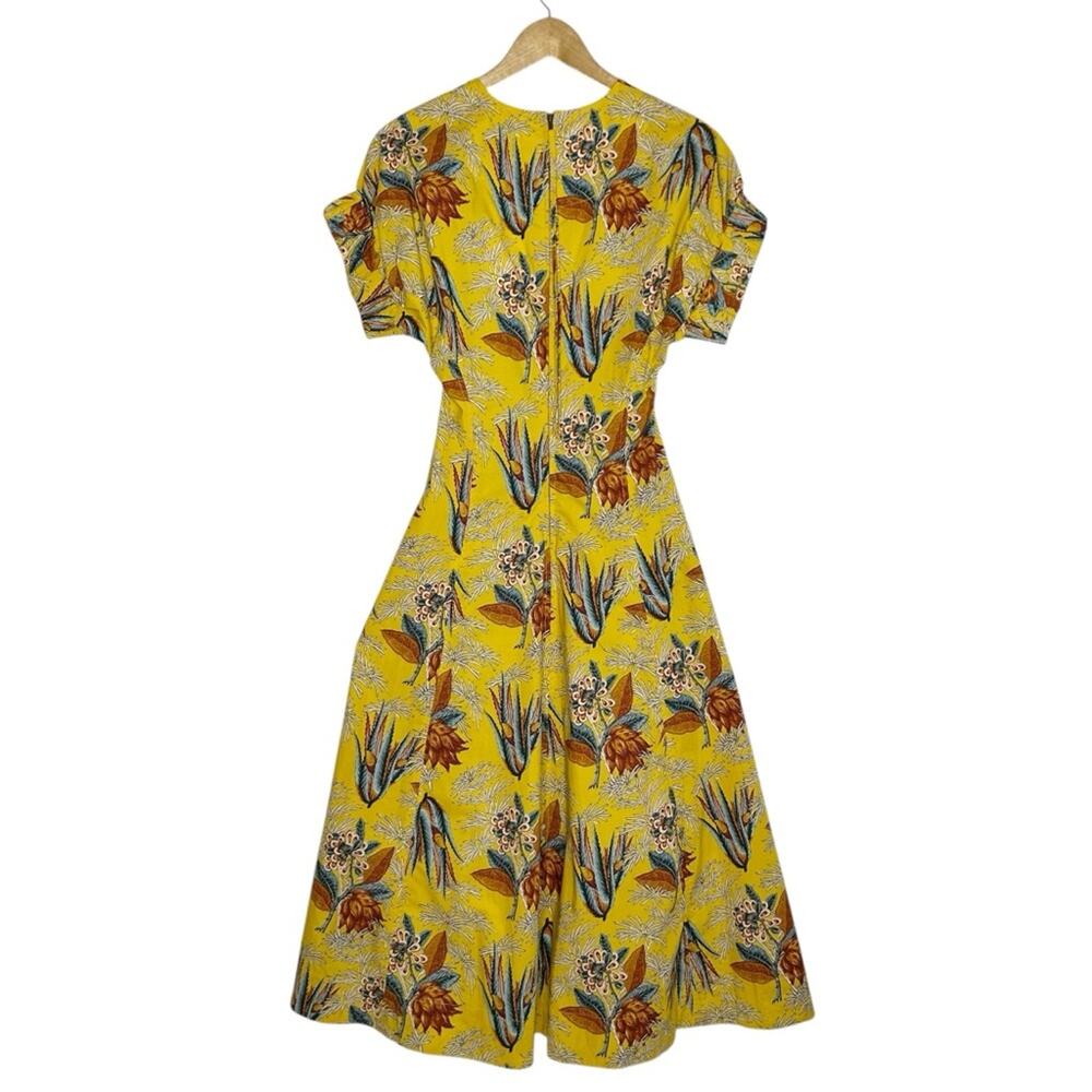 ULLA JOHNSON Devon Cotton Poplin Floral A-line Midi Dress with Pockets - Picture 7 of 12